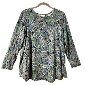 J. Jill Paisley Print Blouse - Green and Blue